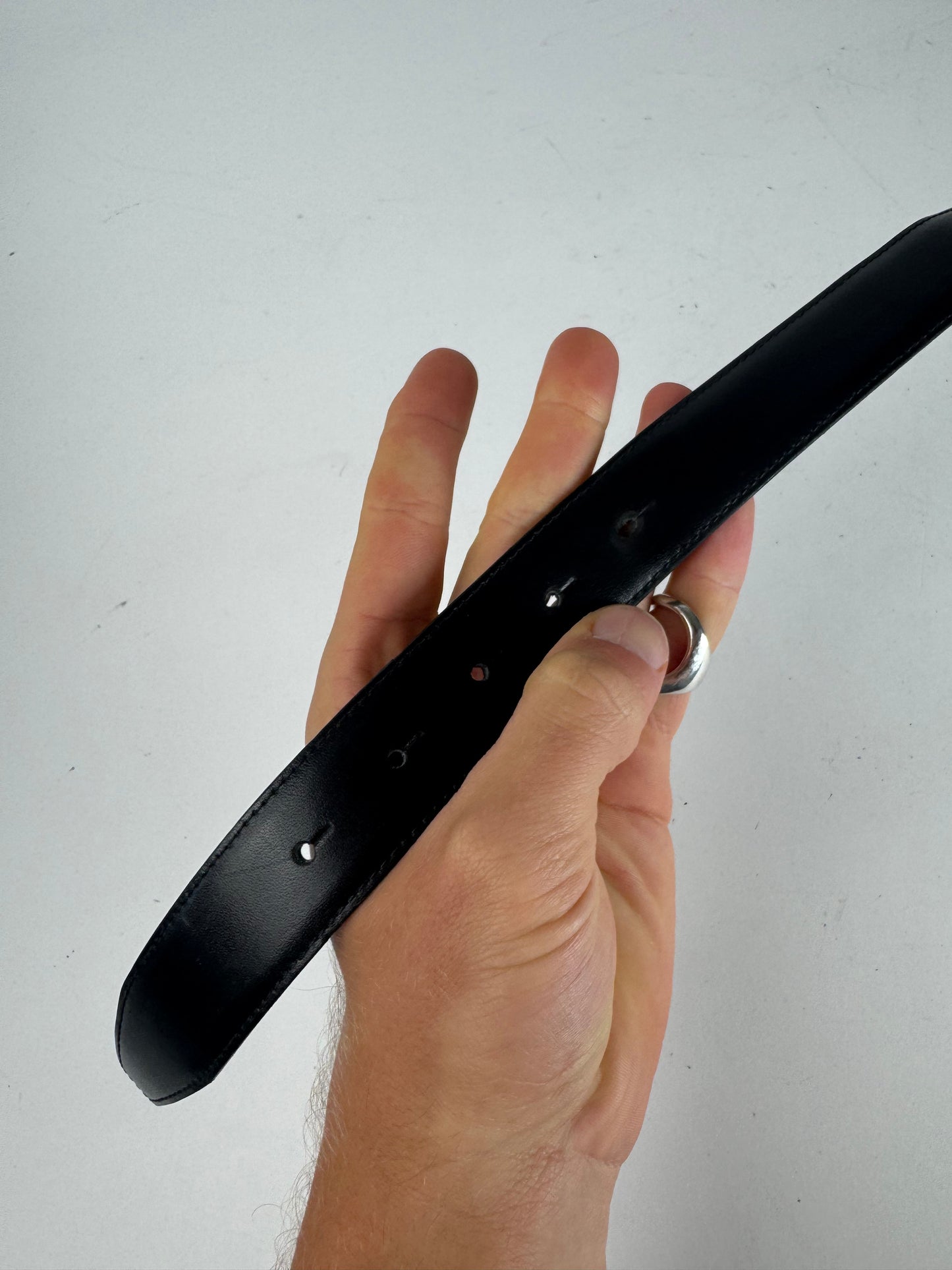 Vintage Celine Paris Triomphe Leather Belt Black