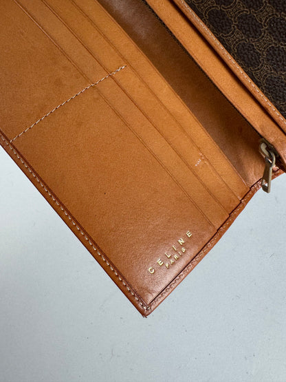 Vintage Celine Paris Leather Monogram Card Holder / ID Holder Brown