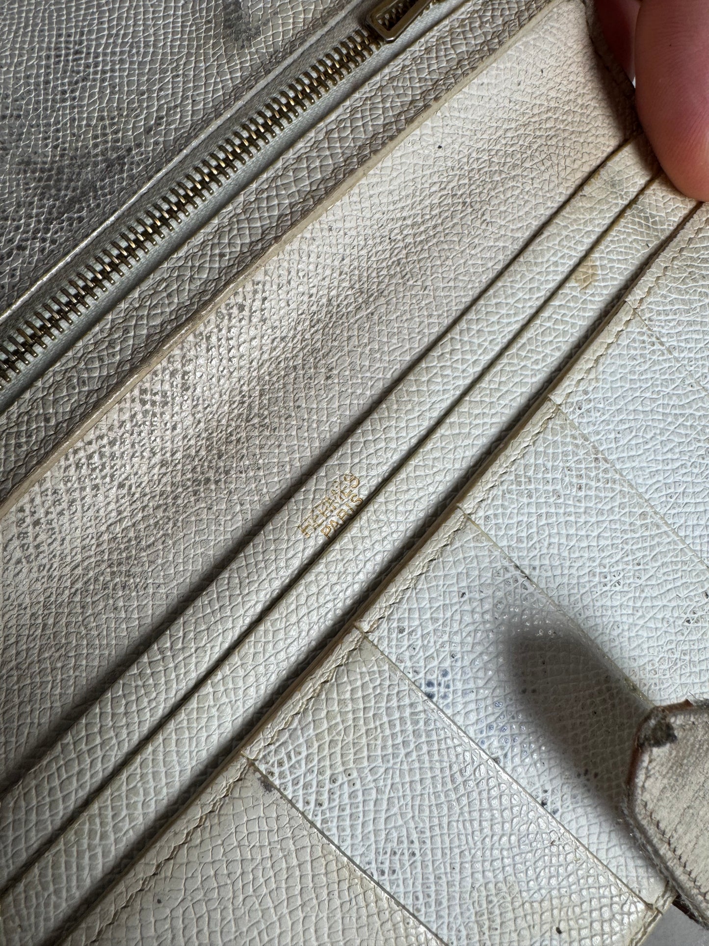 Vintage Hermes Paris Leather Wallet White