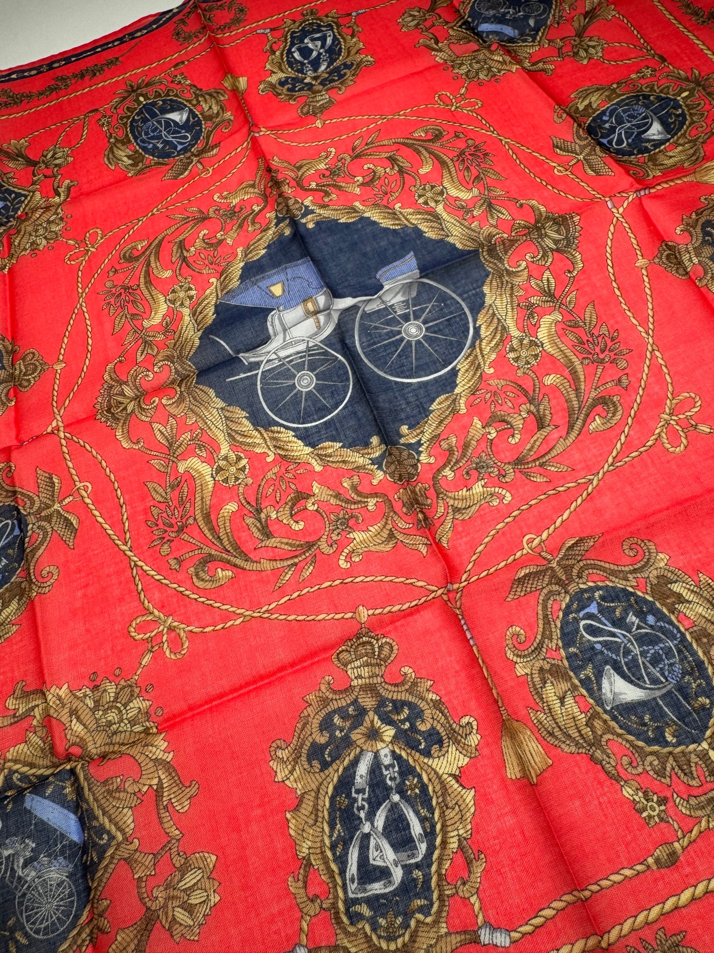 Vintage Celine Paris Silk/Canvas Scarf Red