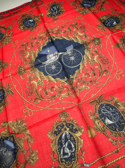 Vintage Celine Paris Silk/Canvas Scarf Red