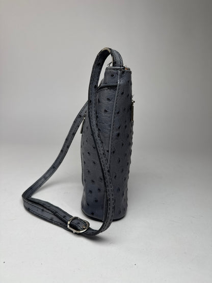 Vintage Ostrich Leather shoulder Bag Grey