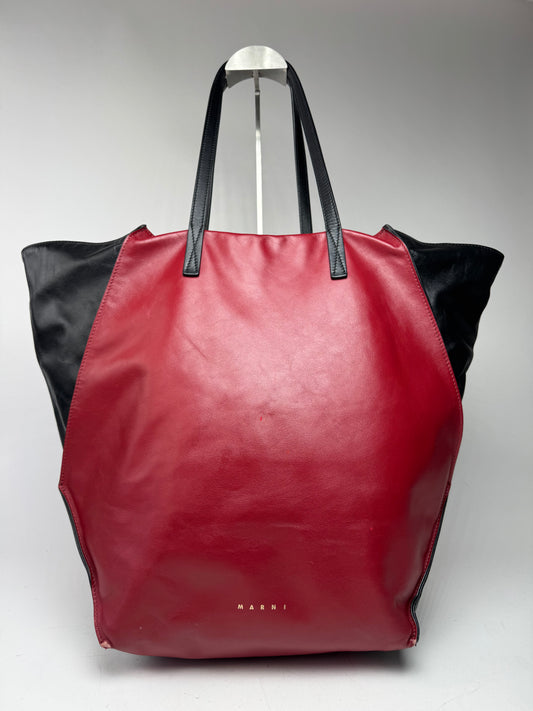 Vintage Marni Leather Shopper Black Red