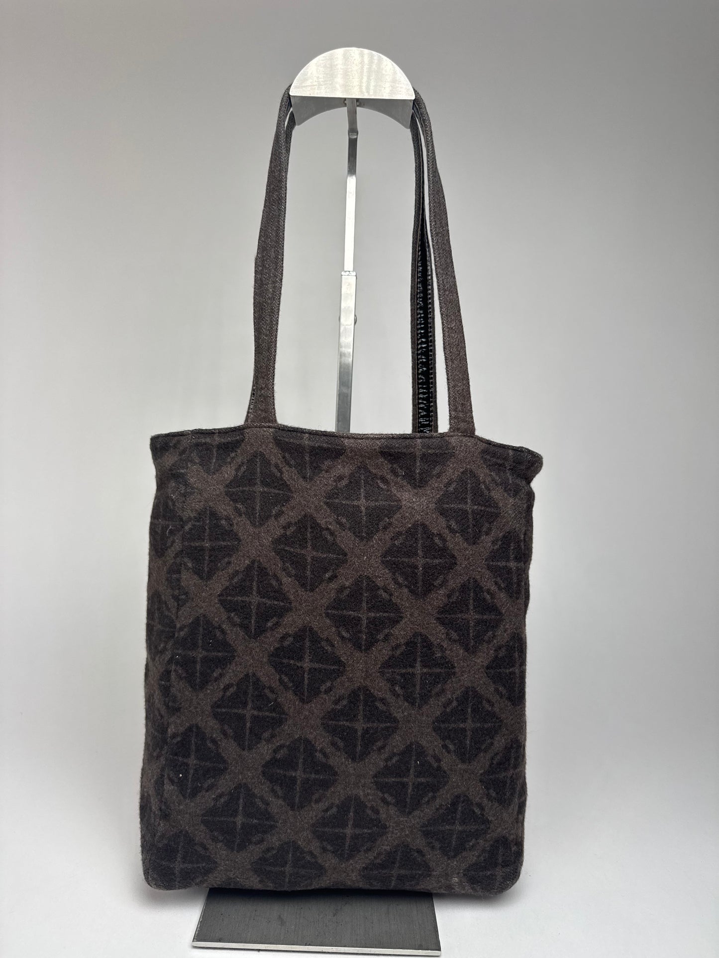 Vintage Bottega Veneta Wool Monogram Shopper Brown