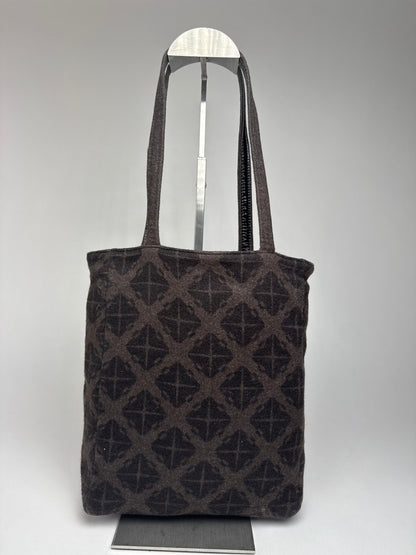 Vintage Bottega Veneta Wool Monogram Shopper Brown