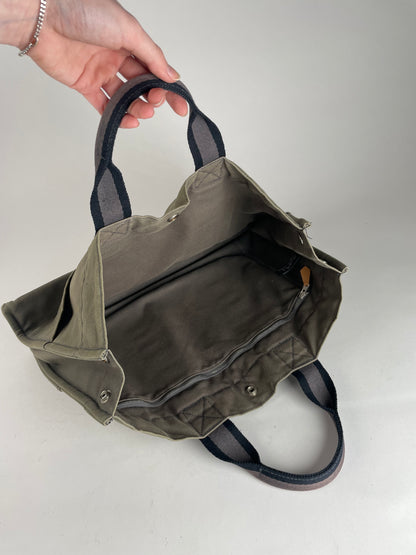 Vintage Hermes Canvas Shopper Bag Grey