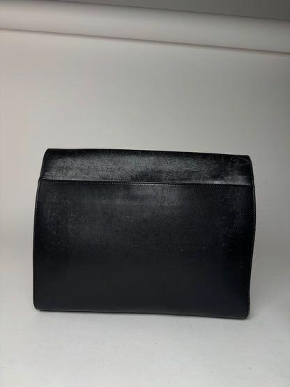 Vintage Celine Paris Triomphe Leather Clutch Black