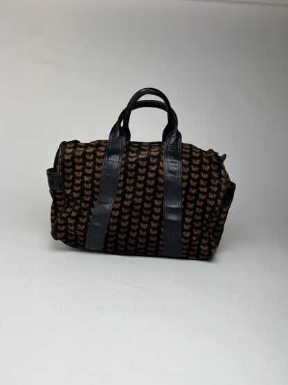 Vintage Bottega Veneta Suede Leather Monogramm Bag black brown