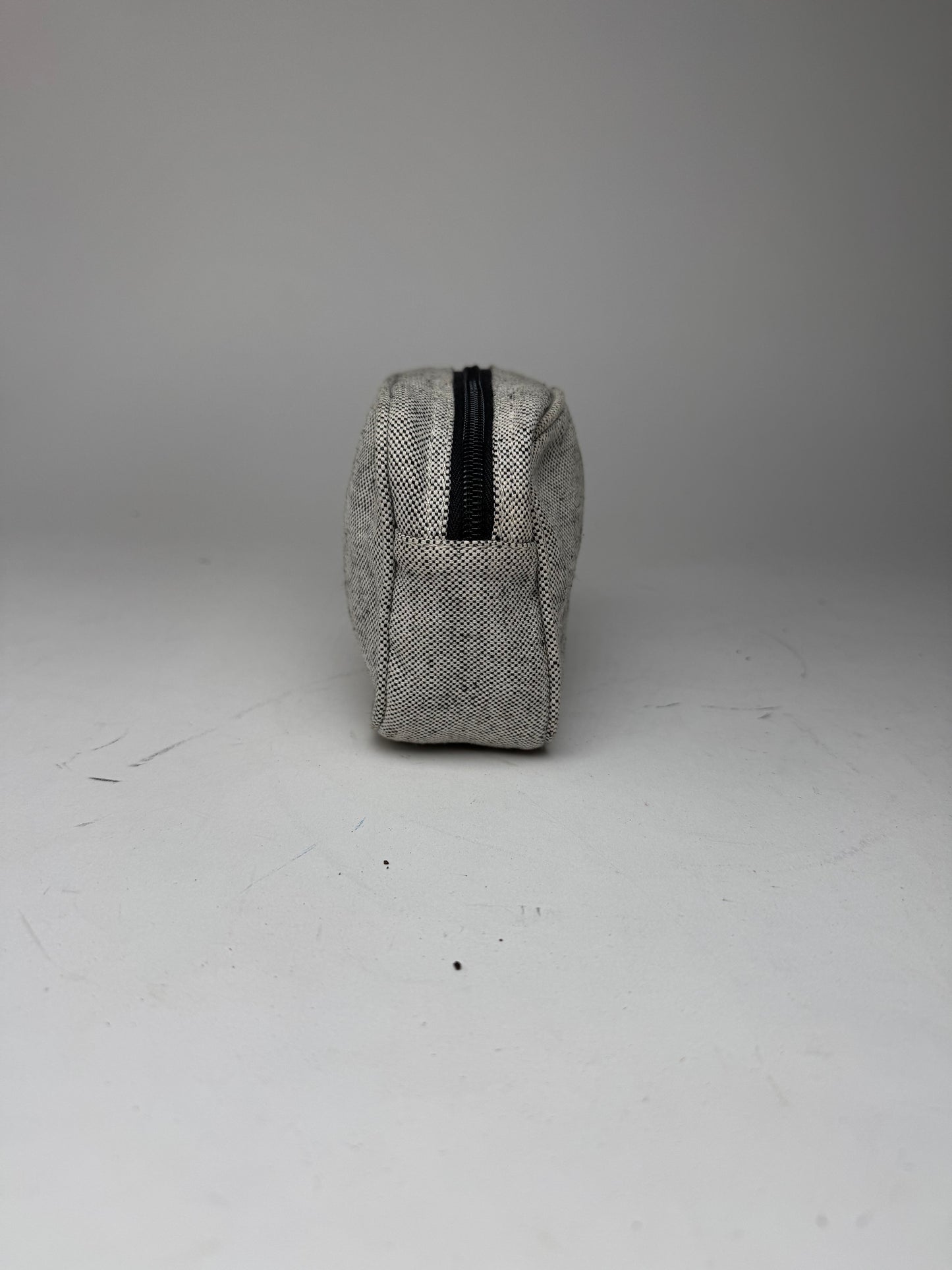 Vintage Prada Canvas Clutch/Cosmetic Bag Grey Black