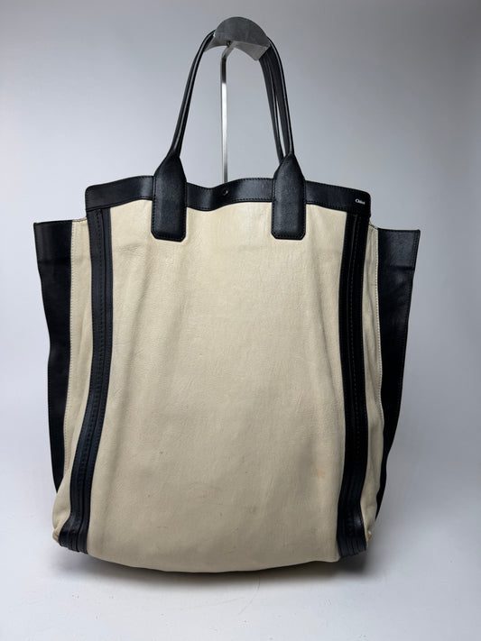 Vintage Chloe Alison leather Shopper Bag beige black