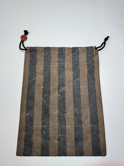 Vintage Fendi Roma Striped Leather Pouch / Bag brown striped