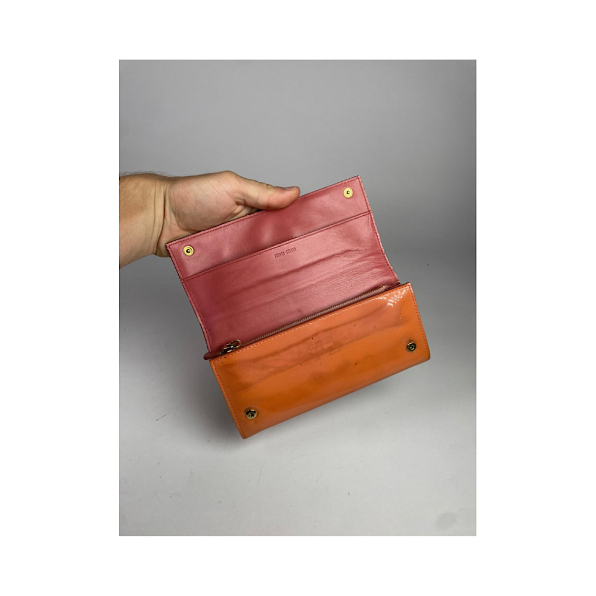 Miu Miu Orange Patent Leather Wallet image 4