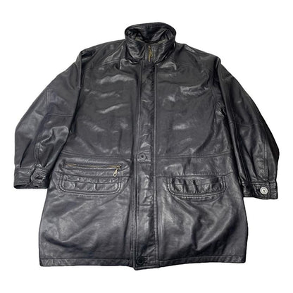 Saint Laurent Black Leather Coat image 1