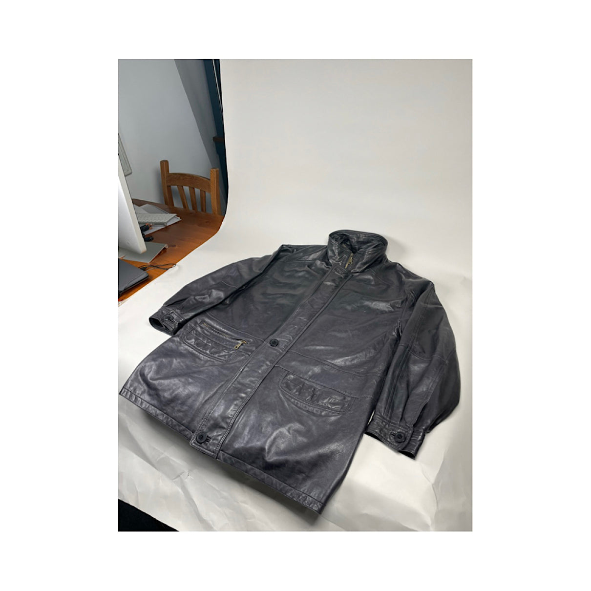 Saint Laurent Black Leather Coat image 2