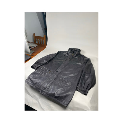 Saint Laurent Black Leather Coat image 2