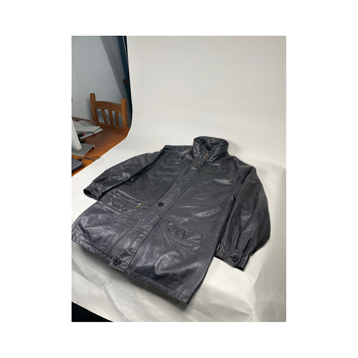 Saint Laurent Black Leather Coat image 3