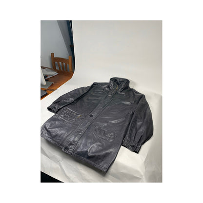 Saint Laurent Black Leather Coat image 3