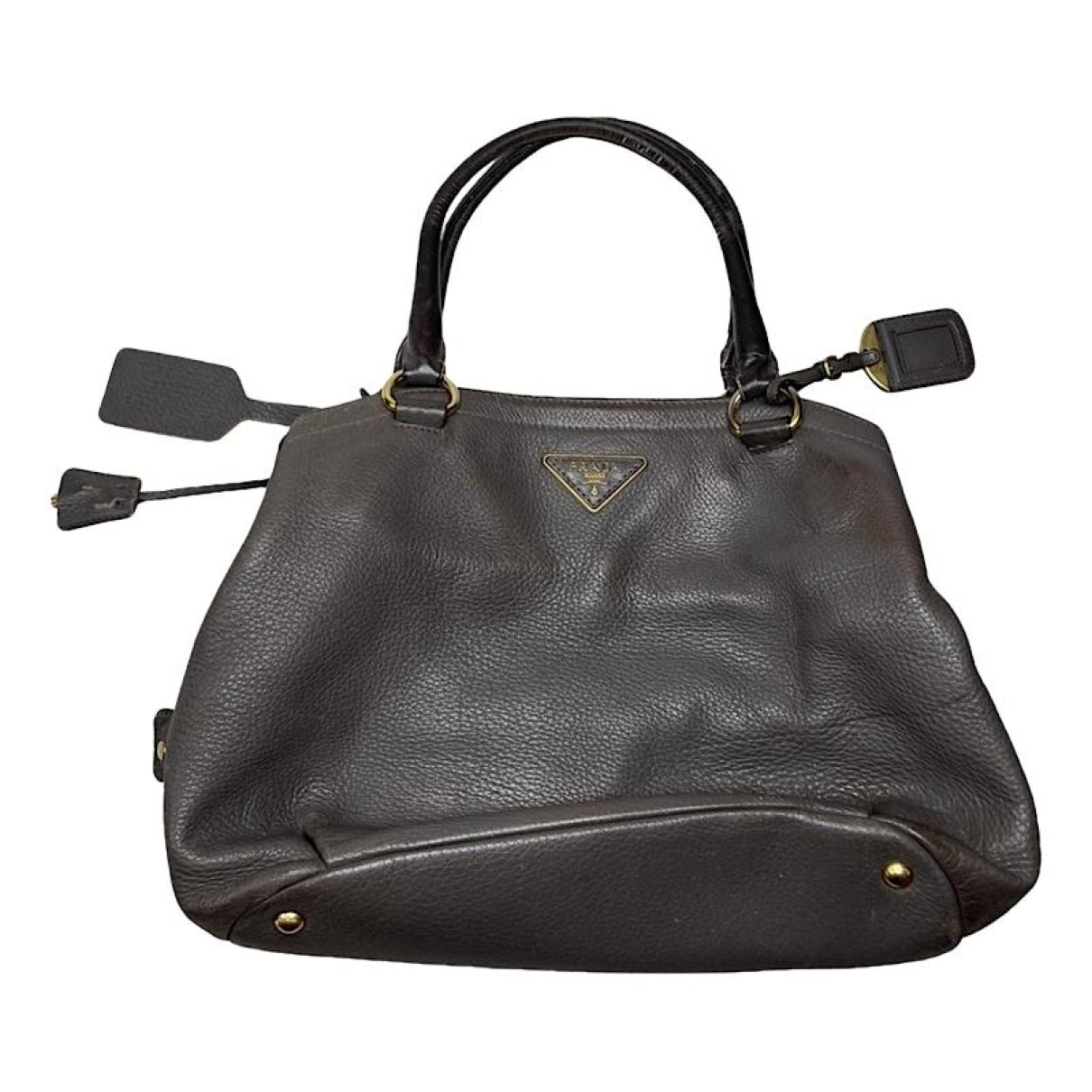 Prada Double Brown Leather Handbag image 1