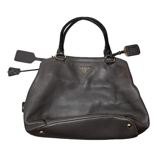 Prada Double Brown Leather Handbag image 1
