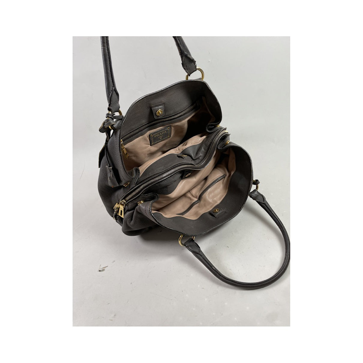 Prada Double Brown Leather Handbag image 2