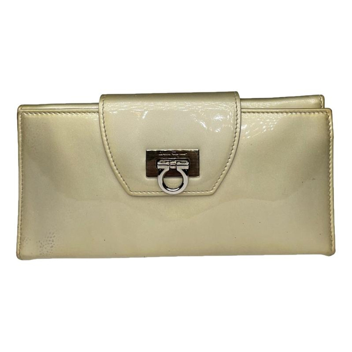Salvatore Ferragamo Beige Patent Leather Wallet image 1