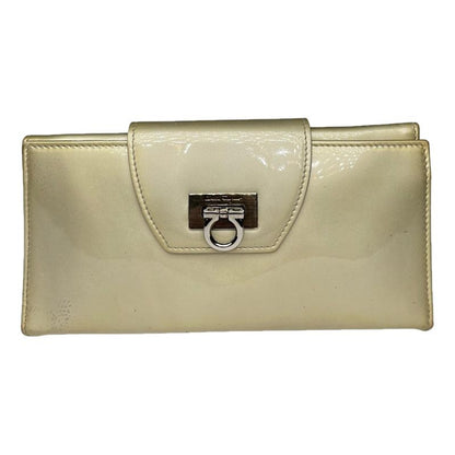 Salvatore Ferragamo Beige Patent Leather Wallet image 1