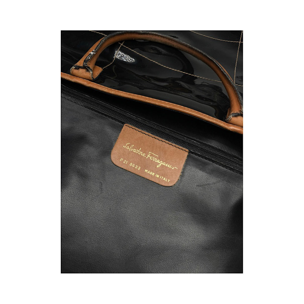 Salvatore Ferragamo Wanda Black Patent Leather Handbag image 2