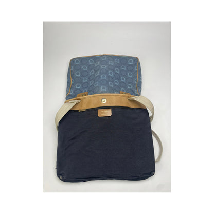 Salvatore Ferragamo Iconic Top Handle Blue Cotton Handbag image 2