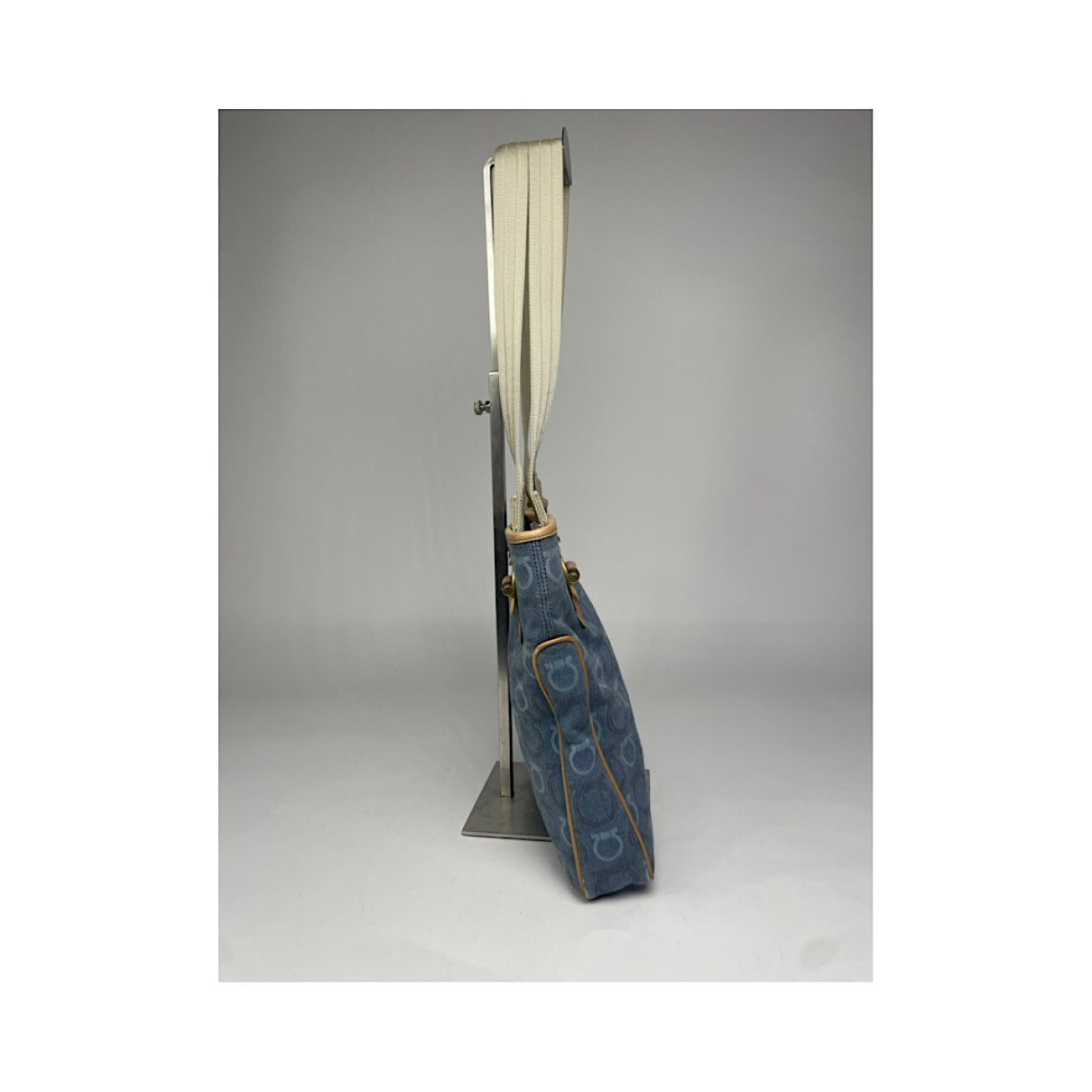 Salvatore Ferragamo Iconic Top Handle Blue Cotton Handbag image 4