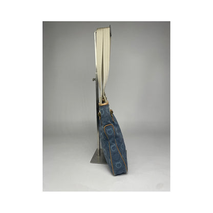 Salvatore Ferragamo Iconic Top Handle Blue Cotton Handbag image 4