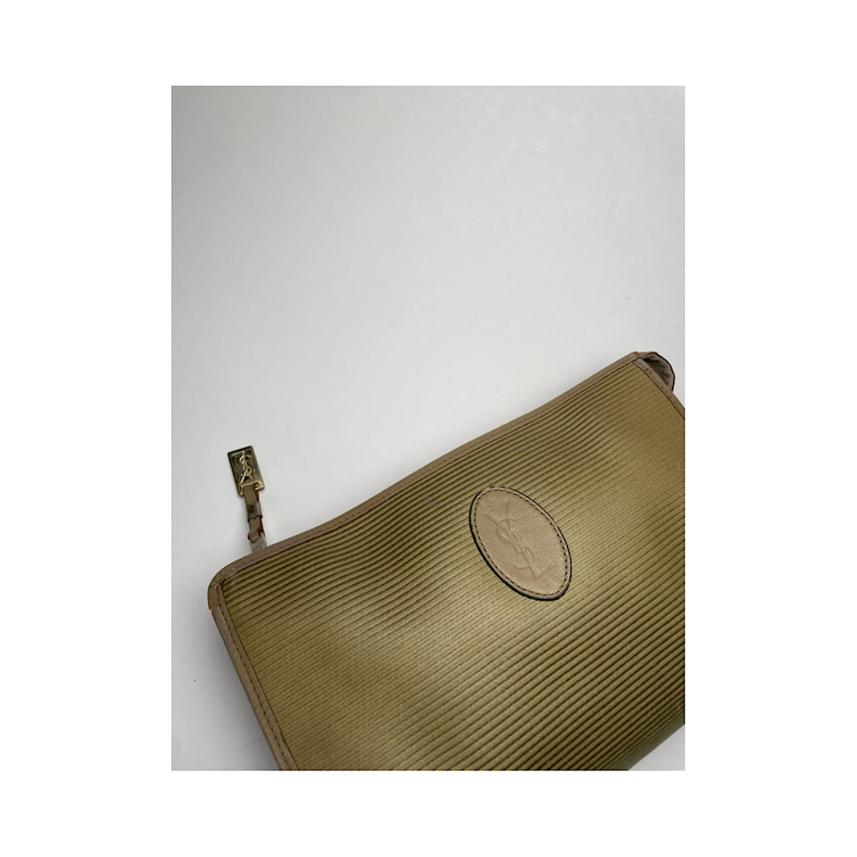 Yves Saint Laurent Beige Linen Clutch Bag image 2