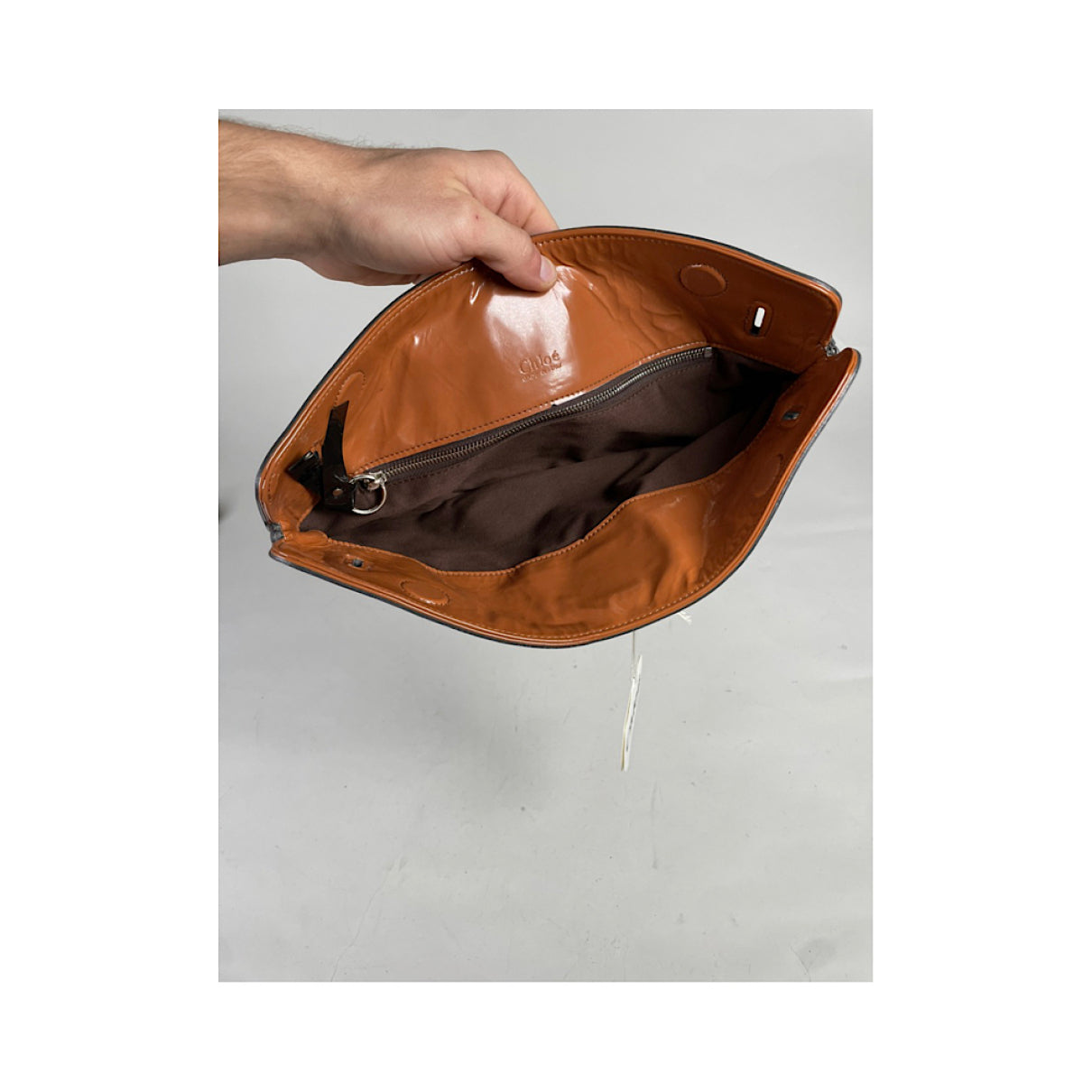 Chloé Orange Patent Leather Clutch Bag image 4