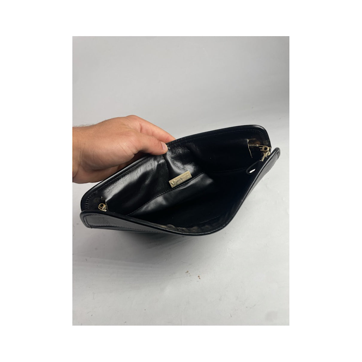 MARIO VALENTINO Black Leather Clutch Bag image 5