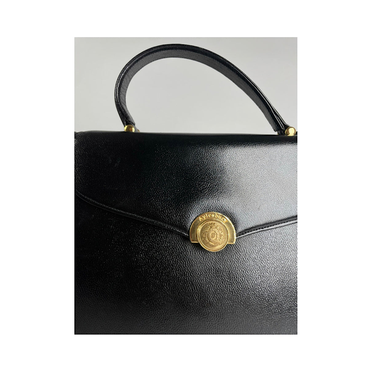 Non Signé / Unsigned Black Leather Handbag image 2