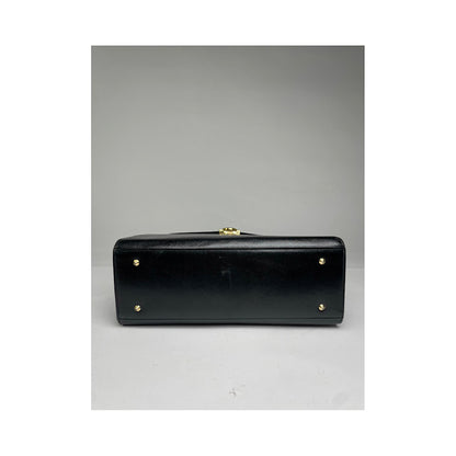 Non Signé / Unsigned Black Leather Handbag image 3