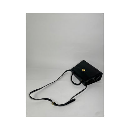 Non Signé / Unsigned Black Leather Handbag image 4