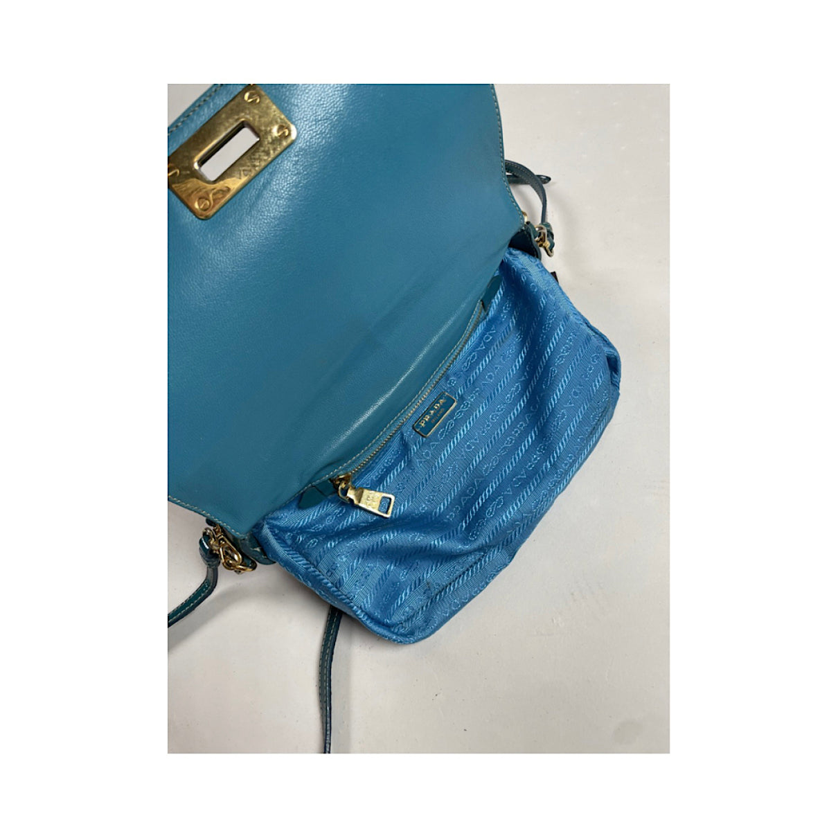 Prada Cleo Blue Leather Handbag image 5