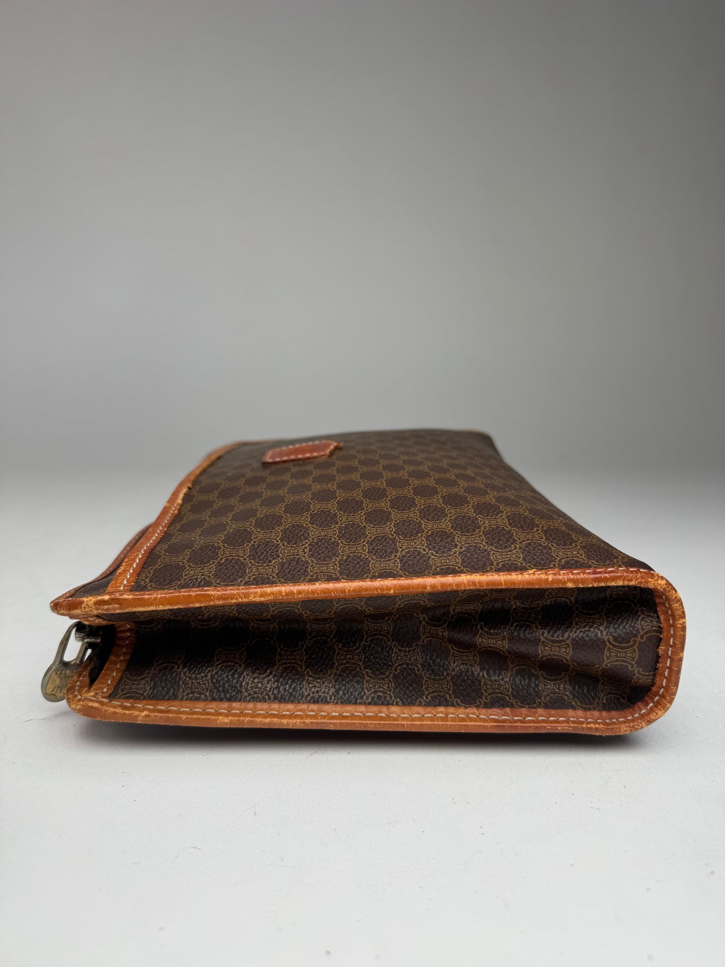 Vintage Celine Paris Leather Monogram Clutch brown