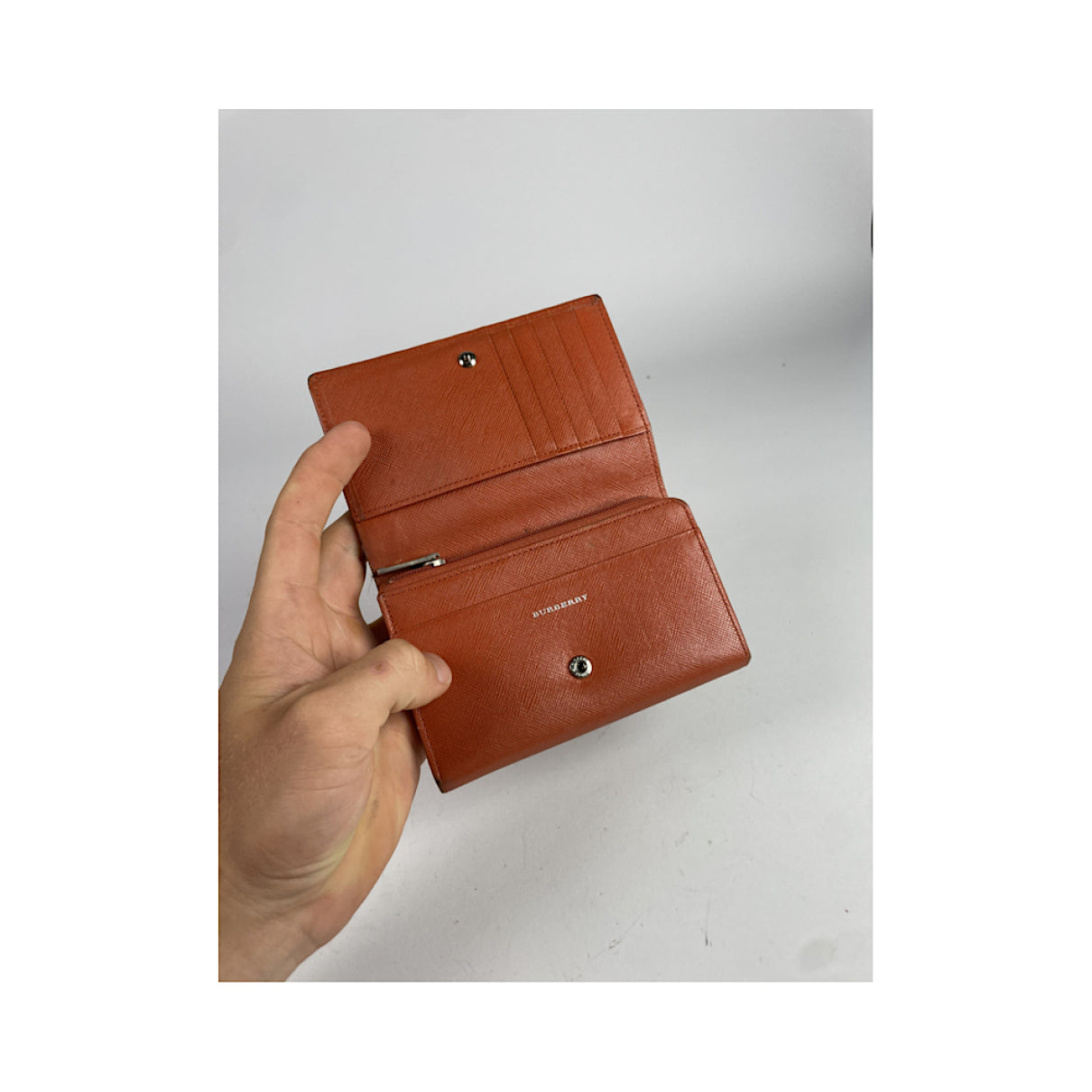 Burberry Orange Leather Wallet image 4