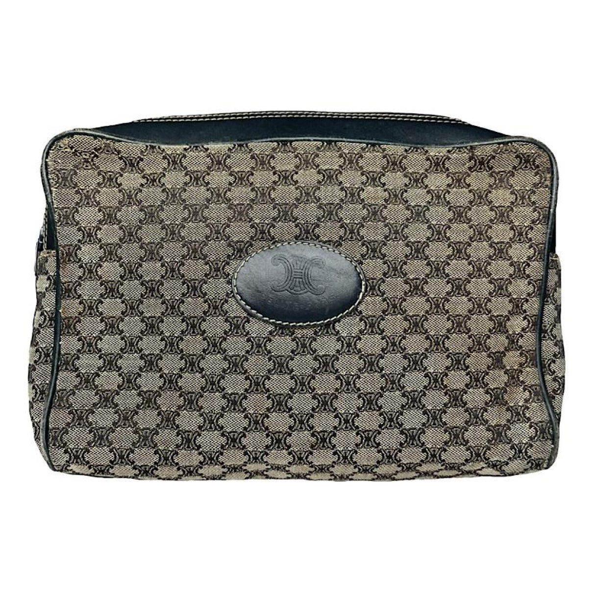 Celine Triomphe Vintage Black Leather Clutch Bag image 1