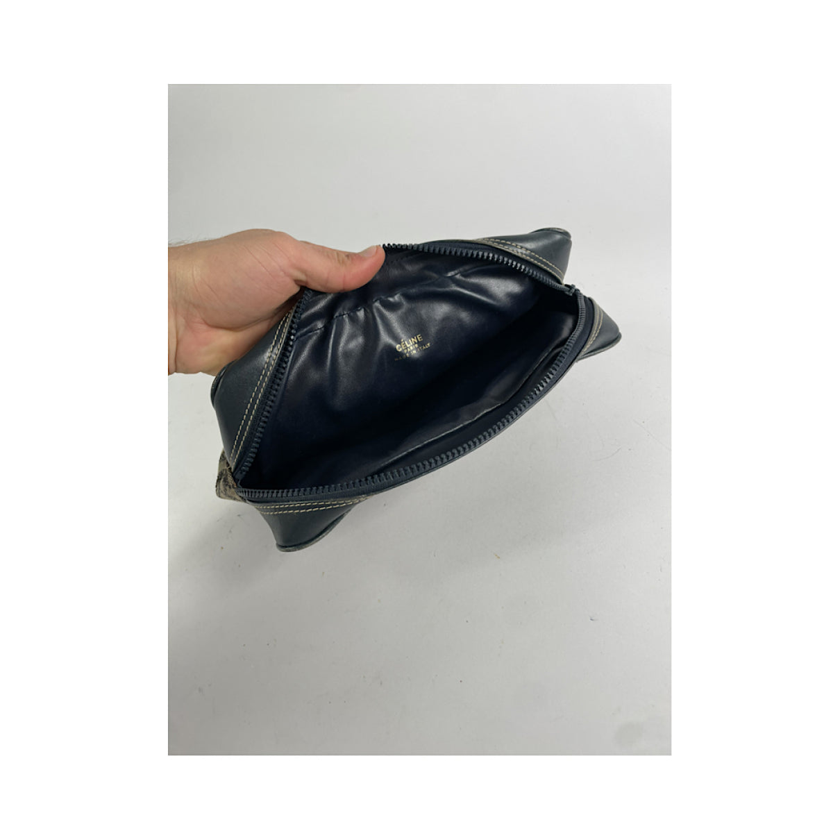 Celine Triomphe Vintage Black Leather Clutch Bag image 2