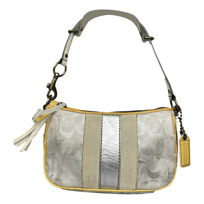 Coach Signature Sufflette Silver Leather Handbag image 1