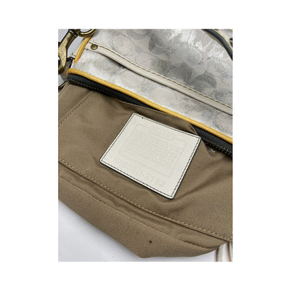 Coach Signature Sufflette Silver Leather Handbag image 3