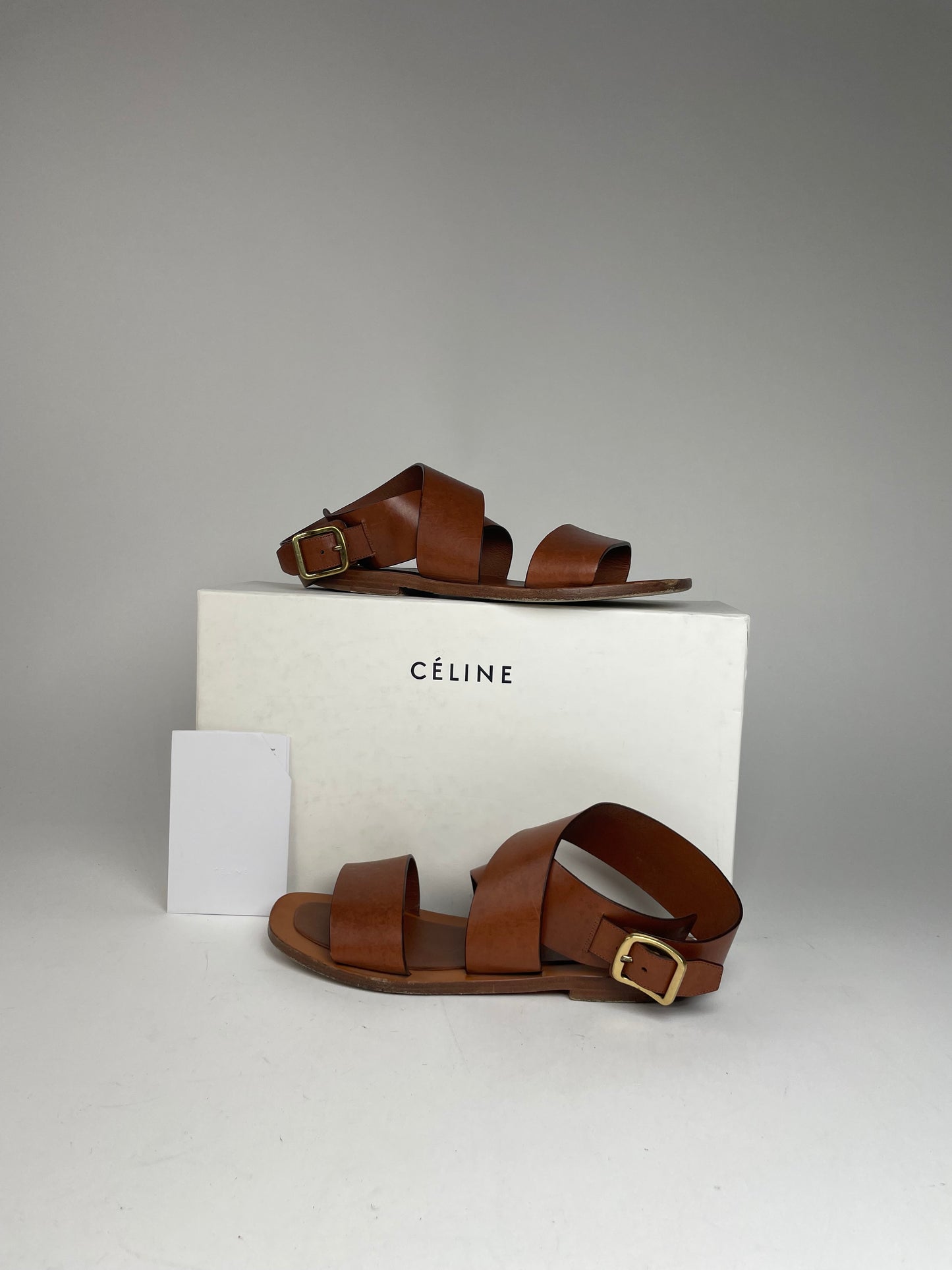 Vintage Celine Paris Leather Sandals Brown EU37,5