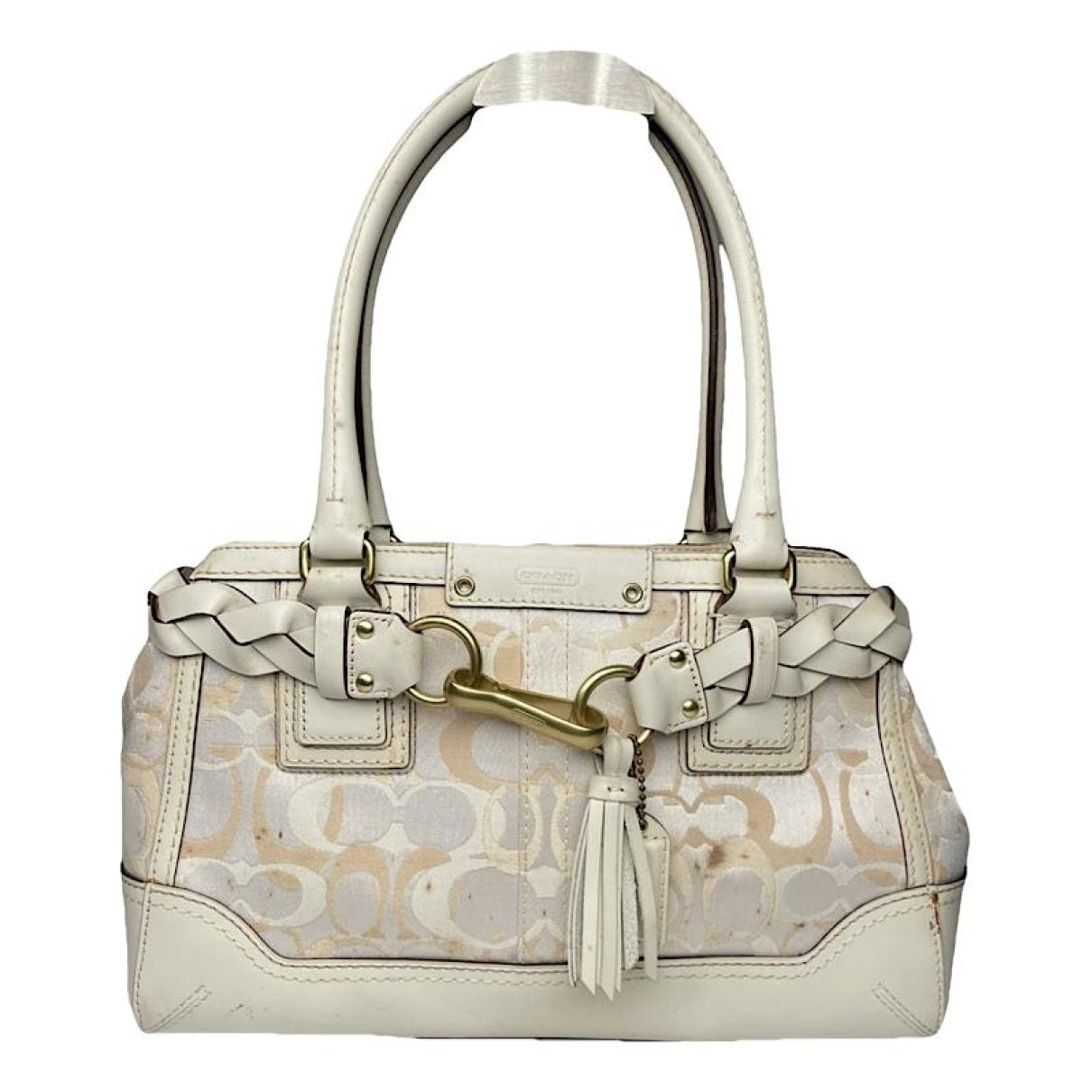 Coach Signature Sufflette White Leather Handbag image 1