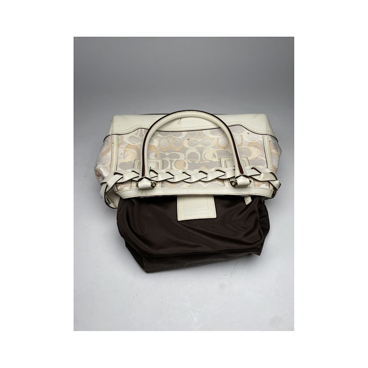 Coach Signature Sufflette White Leather Handbag image 3