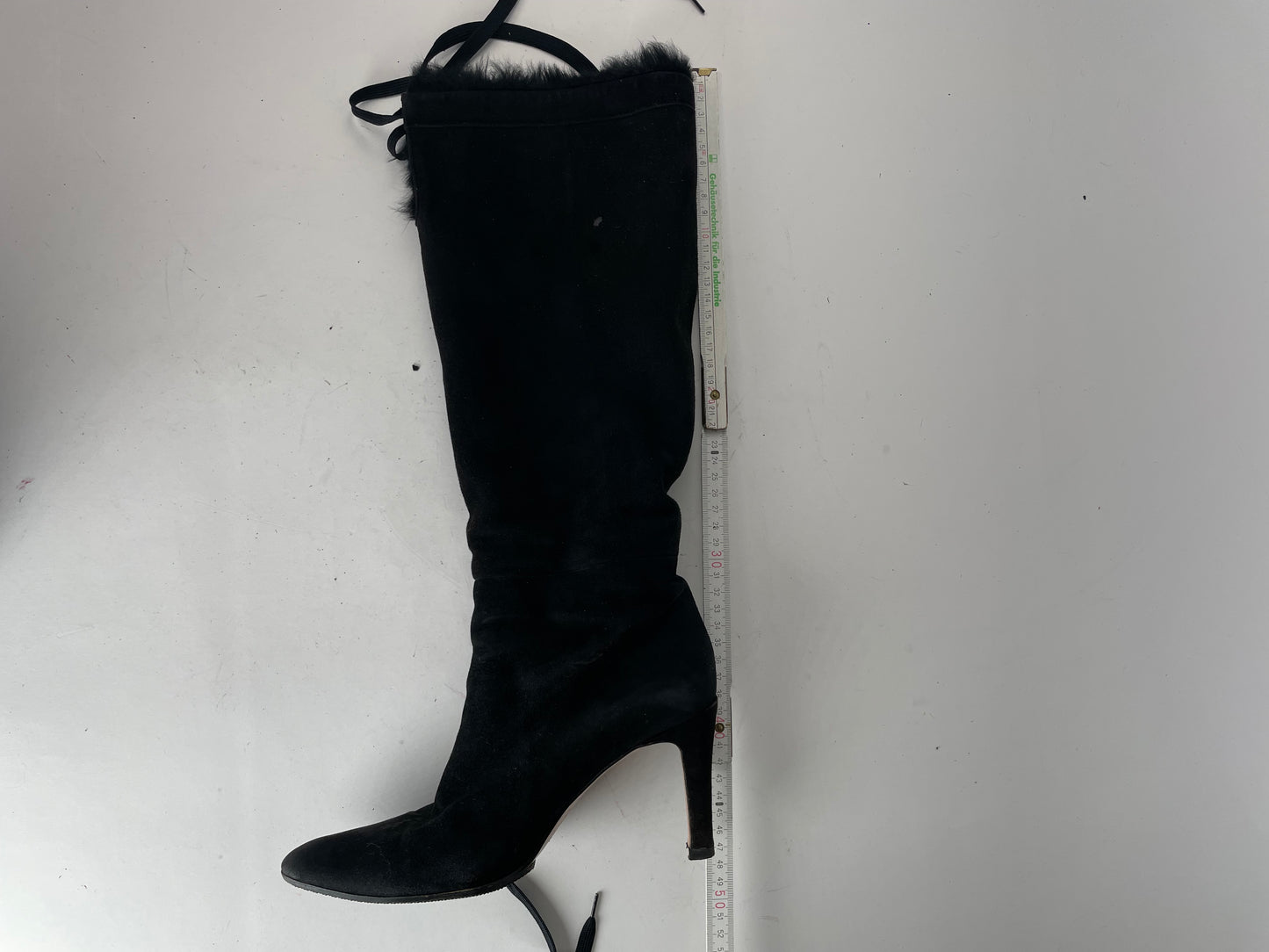 Vintage Gucci Fur / Leather Heeled Boots Black EU38C