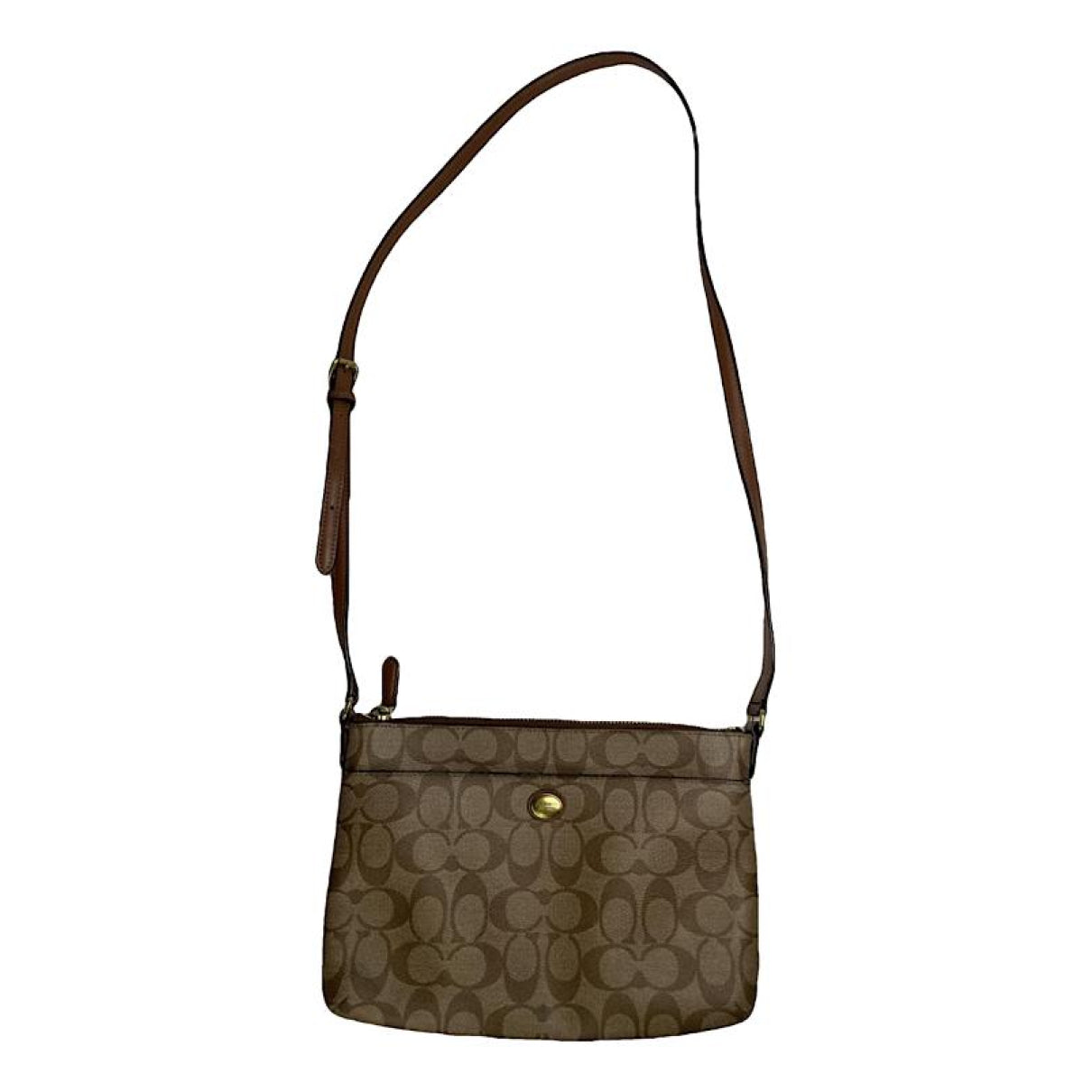 Coach Signature Sufflette Brown Leather Handbag image 1