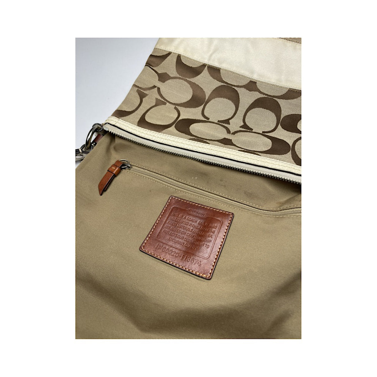 Coach Signature Sufflette Beige Cotton Handbag image 4