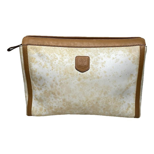 Celine Triomphe Vintage White Leather Clutch Bag image 1